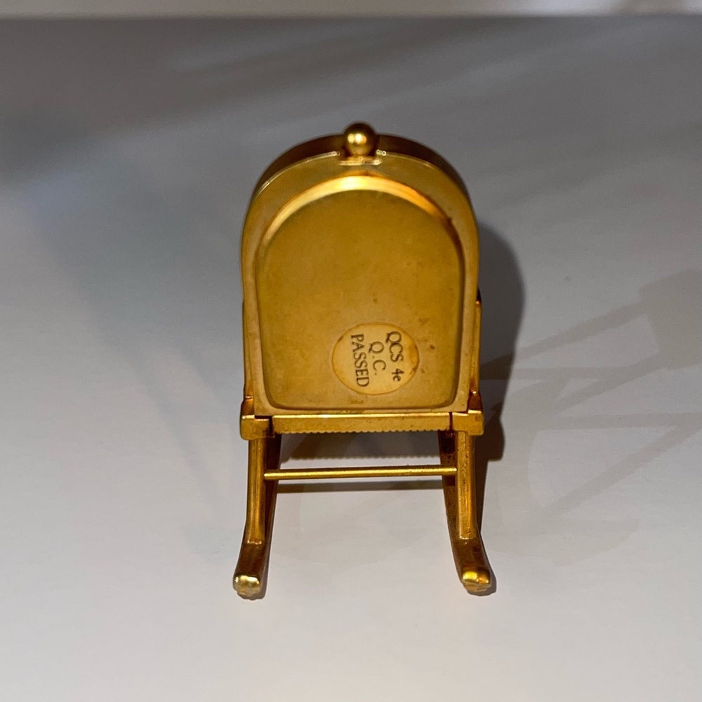 Vintage Timex Solid Brass Small Desk Top Clock Rocking Chair - Picture 3 of 4